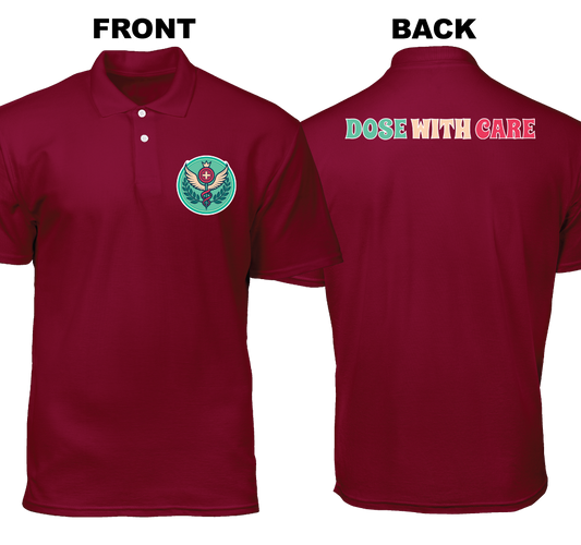 Cotton Polo Shirt: Dose with Care (Front and Back)