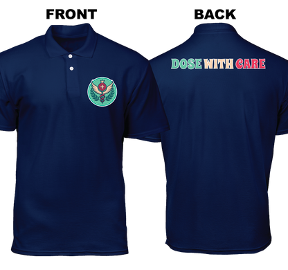 Cotton Polo Shirt: Dose with Care (Front and Back)