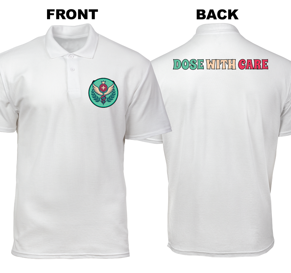 Cotton Polo Shirt: Dose with Care (Front and Back)