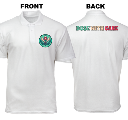 Cotton Polo Shirt: Dose with Care (Front and Back)