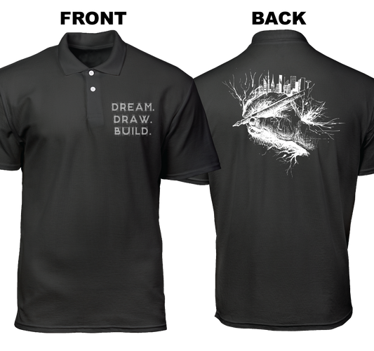 Cotton Polo Shirt: Dream Draw Build (Front and Back)
