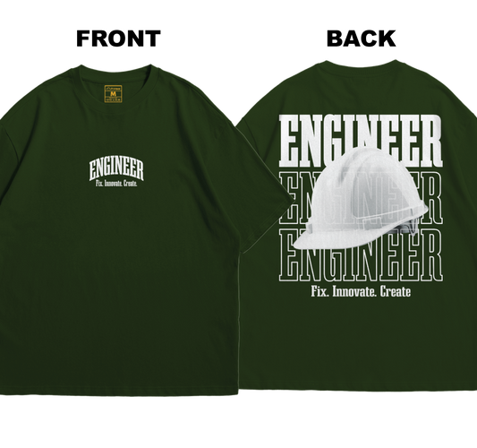 Premium Oversized Cotton Shirt: Engineer Streetwear (Front and Back)