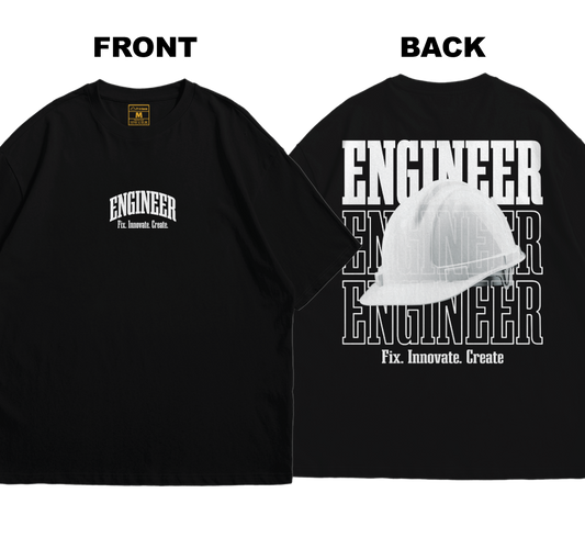 Premium Oversized Cotton Shirt: Engineer Streetwear (Front and Back)