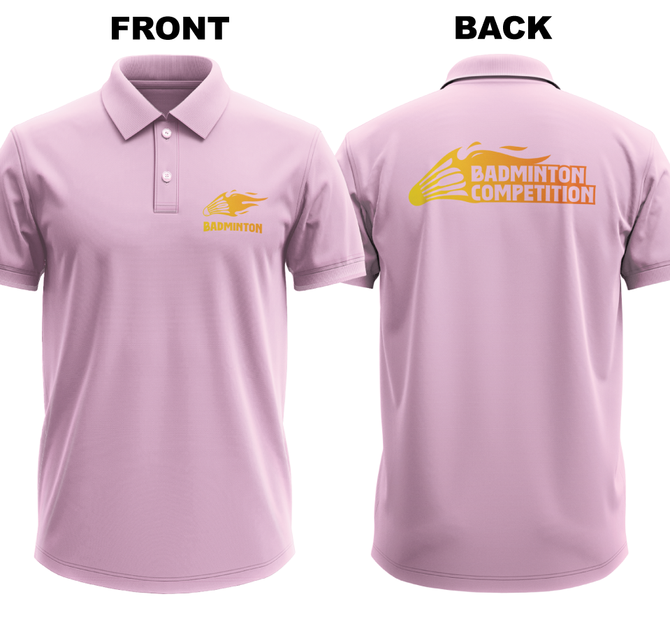 Drifit Polo Shirt: Fiery Badminton (Front & Back)