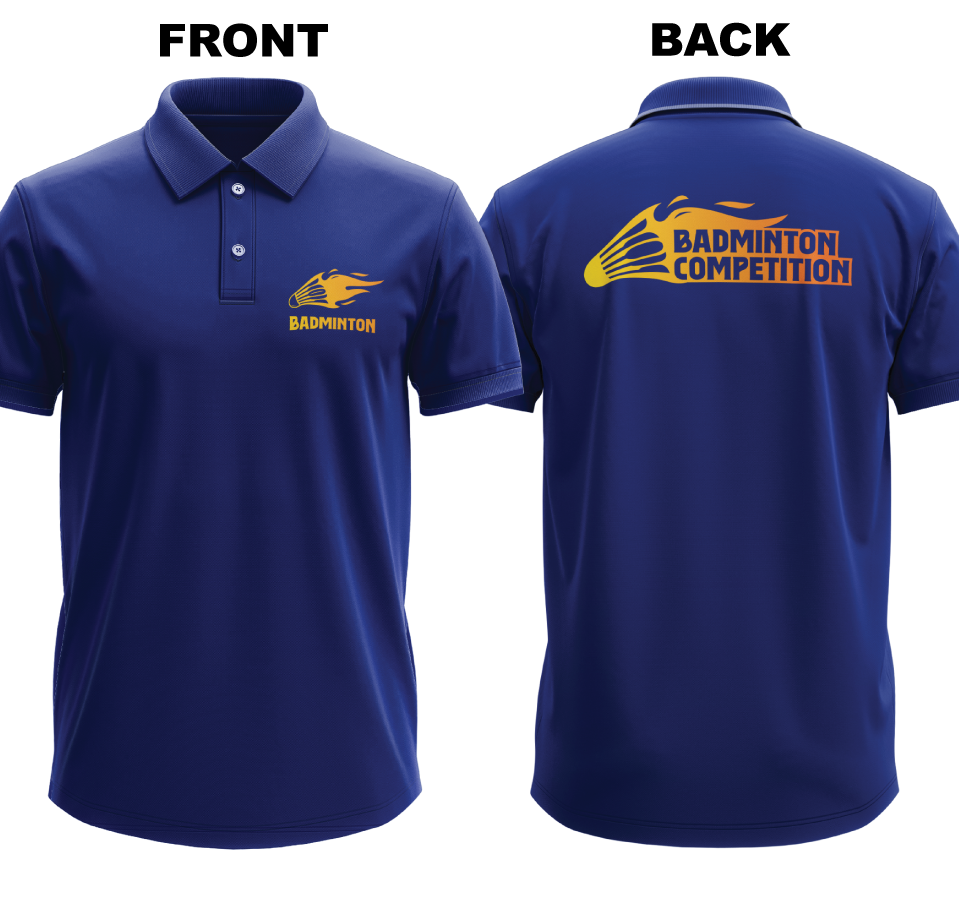 Drifit Polo Shirt: Fiery Badminton (Front & Back)