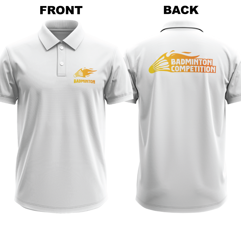 Drifit Polo Shirt: Fiery Badminton (Front & Back)