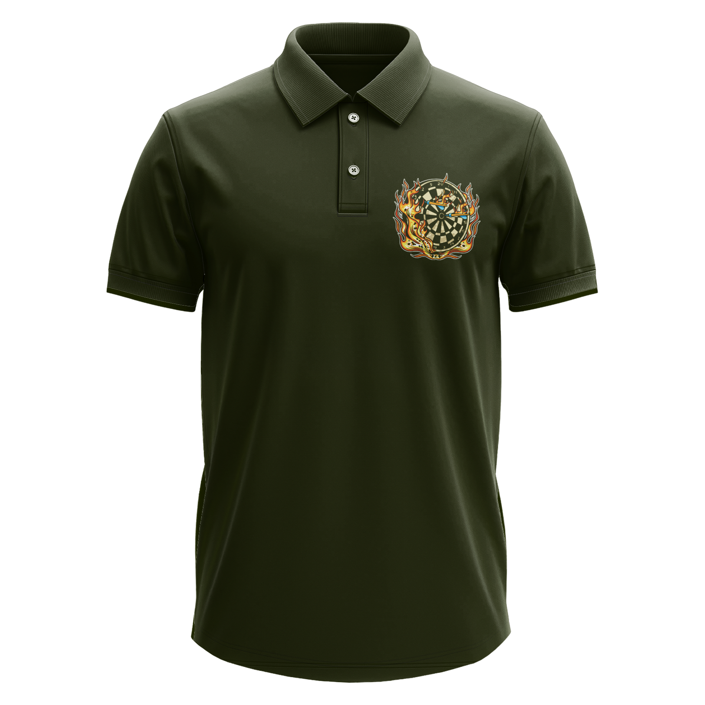 Drifit Polo Shirt: Flaming Darts (Front Only)