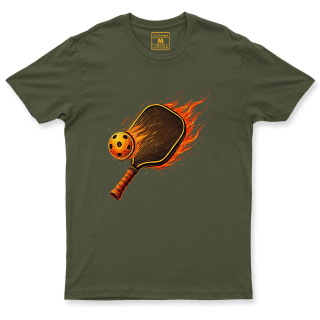 Drifit Shirt: Flaming Pickleball Racket
