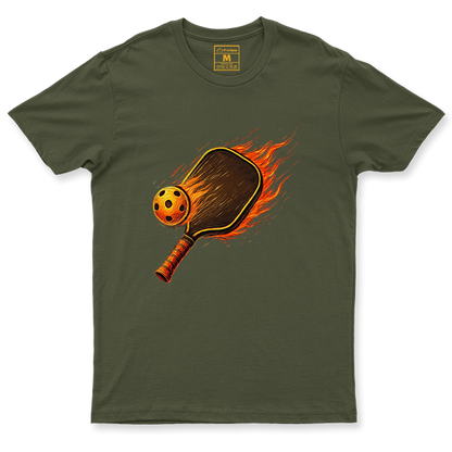 Drifit Shirt: Flaming Pickleball Racket