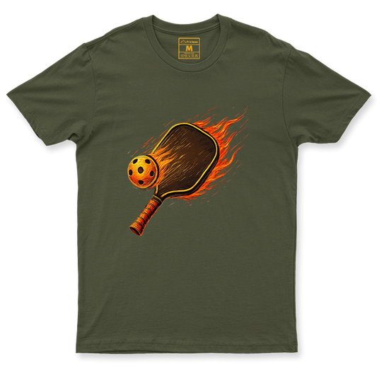 Drifit Shirt: Flaming Pickleball Racket