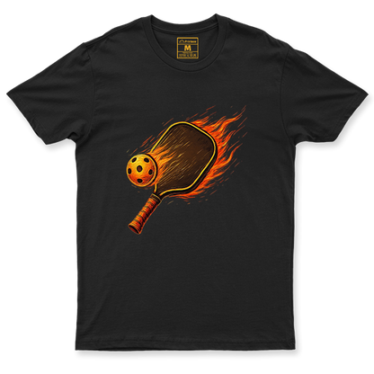 Drifit Shirt: Flaming Pickleball Racket