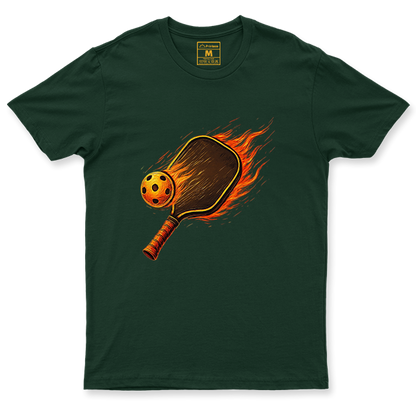 Drifit Shirt: Flaming Pickleball Racket