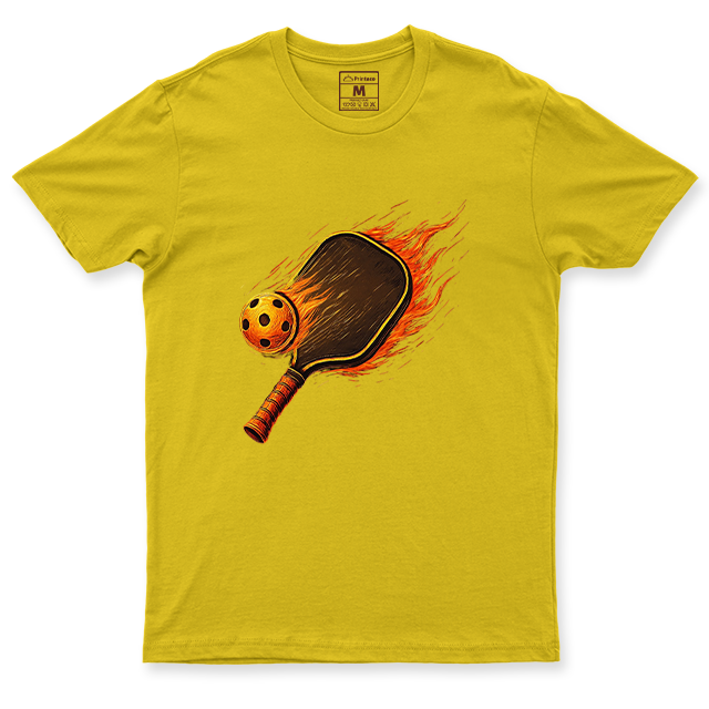 Drifit Shirt: Flaming Pickleball Racket