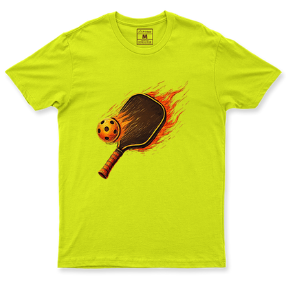 Drifit Shirt: Flaming Pickleball Racket
