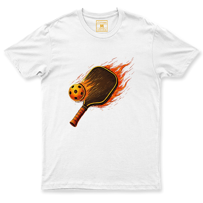 Drifit Shirt: Flaming Pickleball Racket