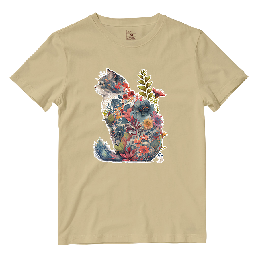 Cotton Shirt: Floral Cat