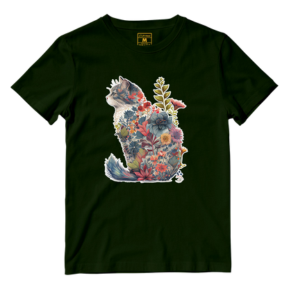 Cotton Shirt: Floral Cat