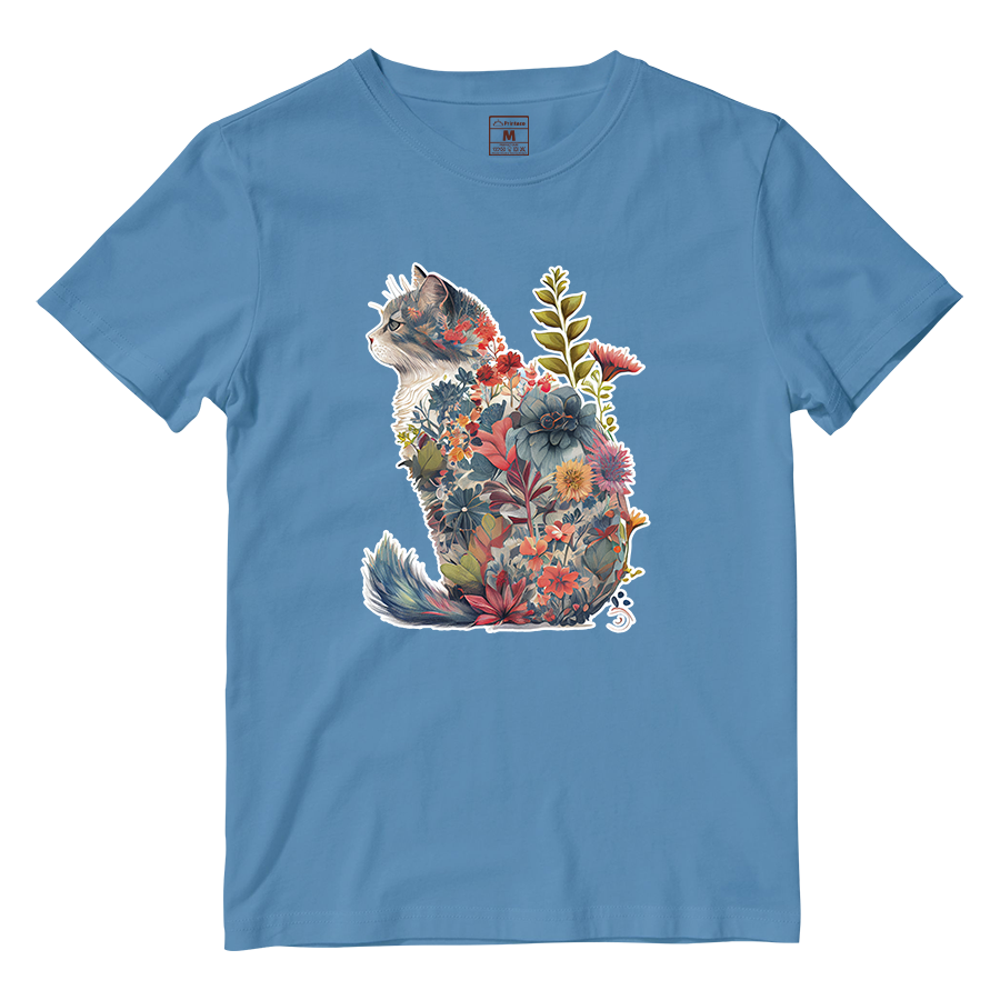 Cotton Shirt: Floral Cat