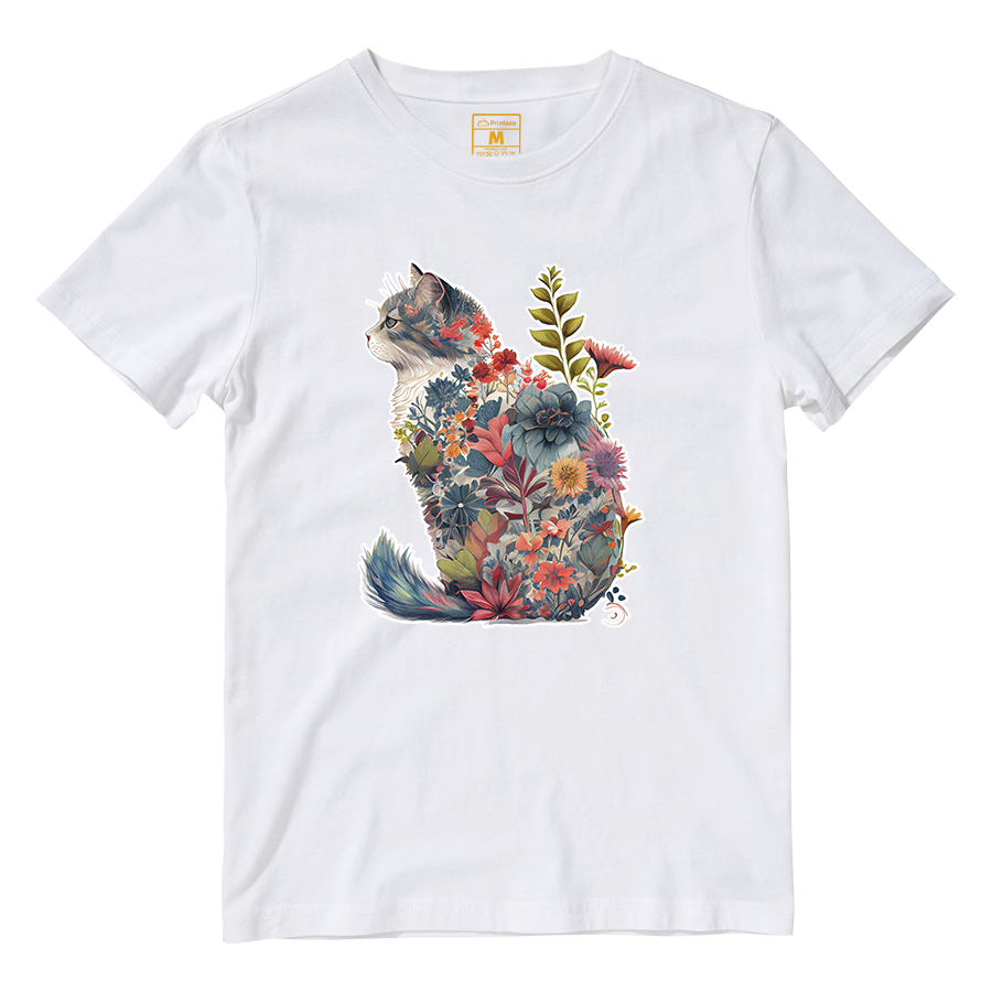 Cotton Shirt: Floral Cat