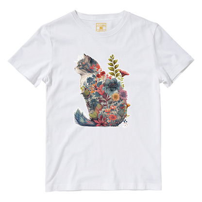 Cotton Shirt: Floral Cat