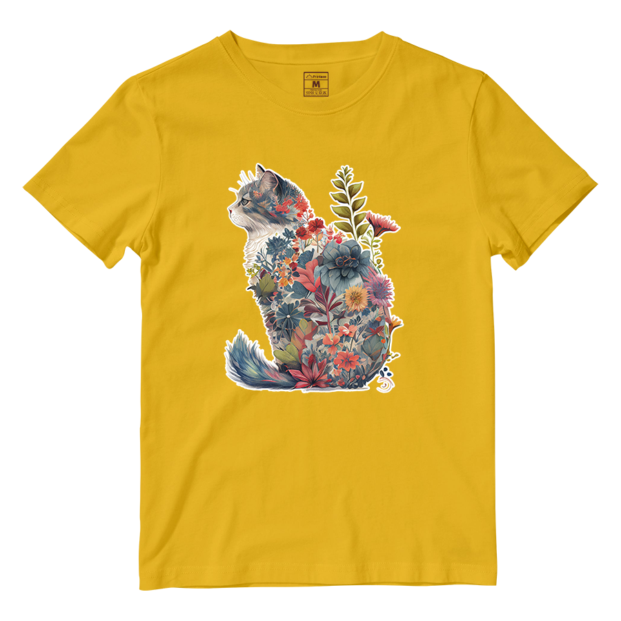 Cotton Shirt: Floral Cat