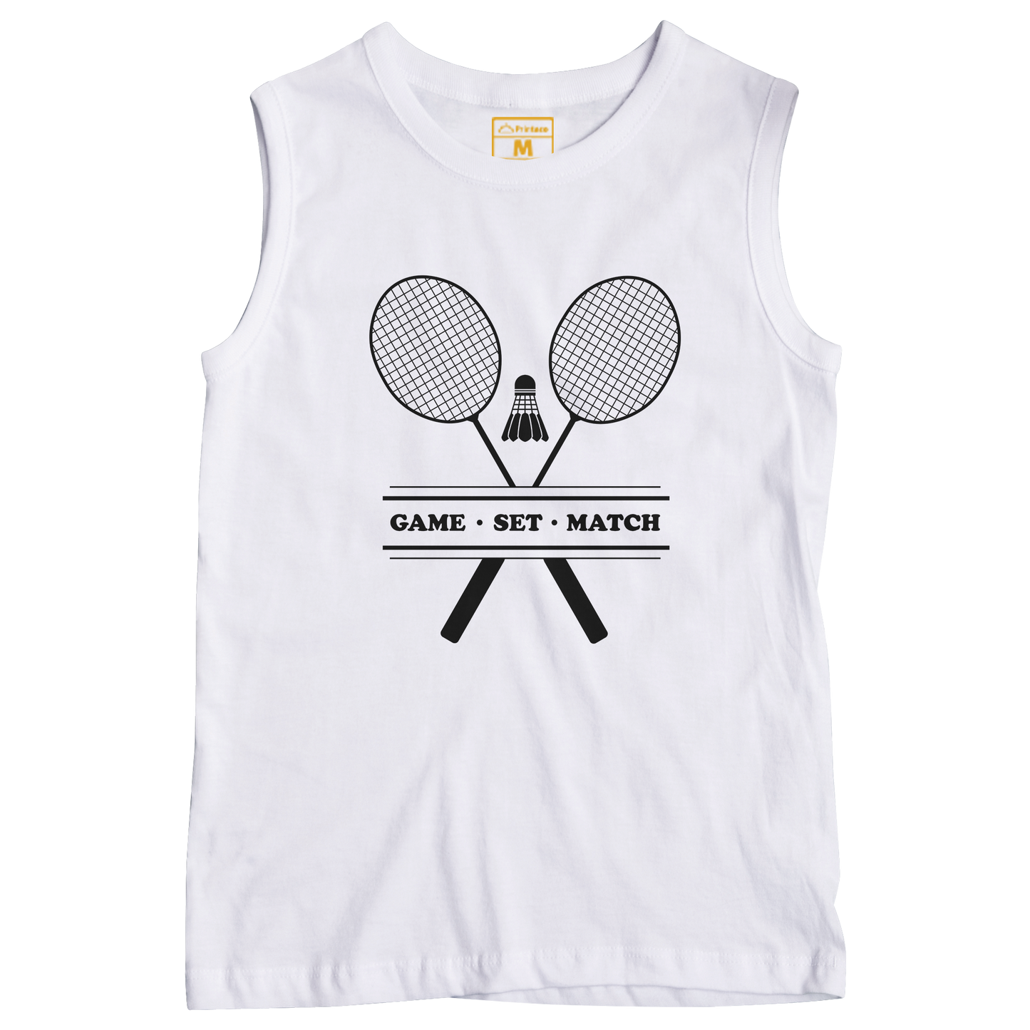 Sleeveless Drifit Shirt: Game.Set.Match