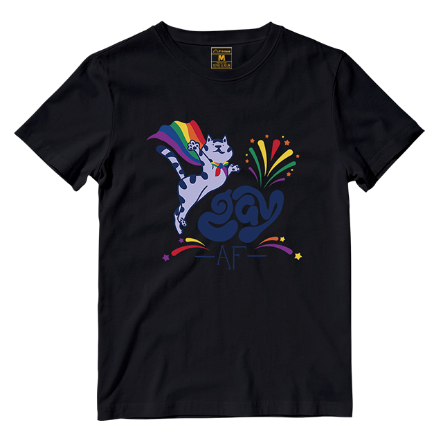 Cotton Shirt: Pride Gay AF Cat
