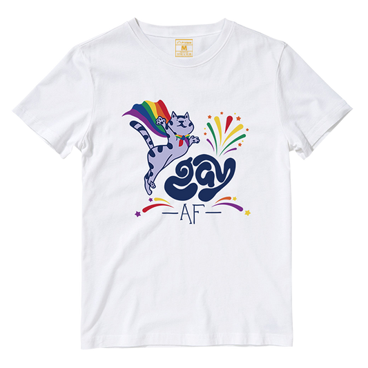Cotton Shirt: Pride Gay AF Cat