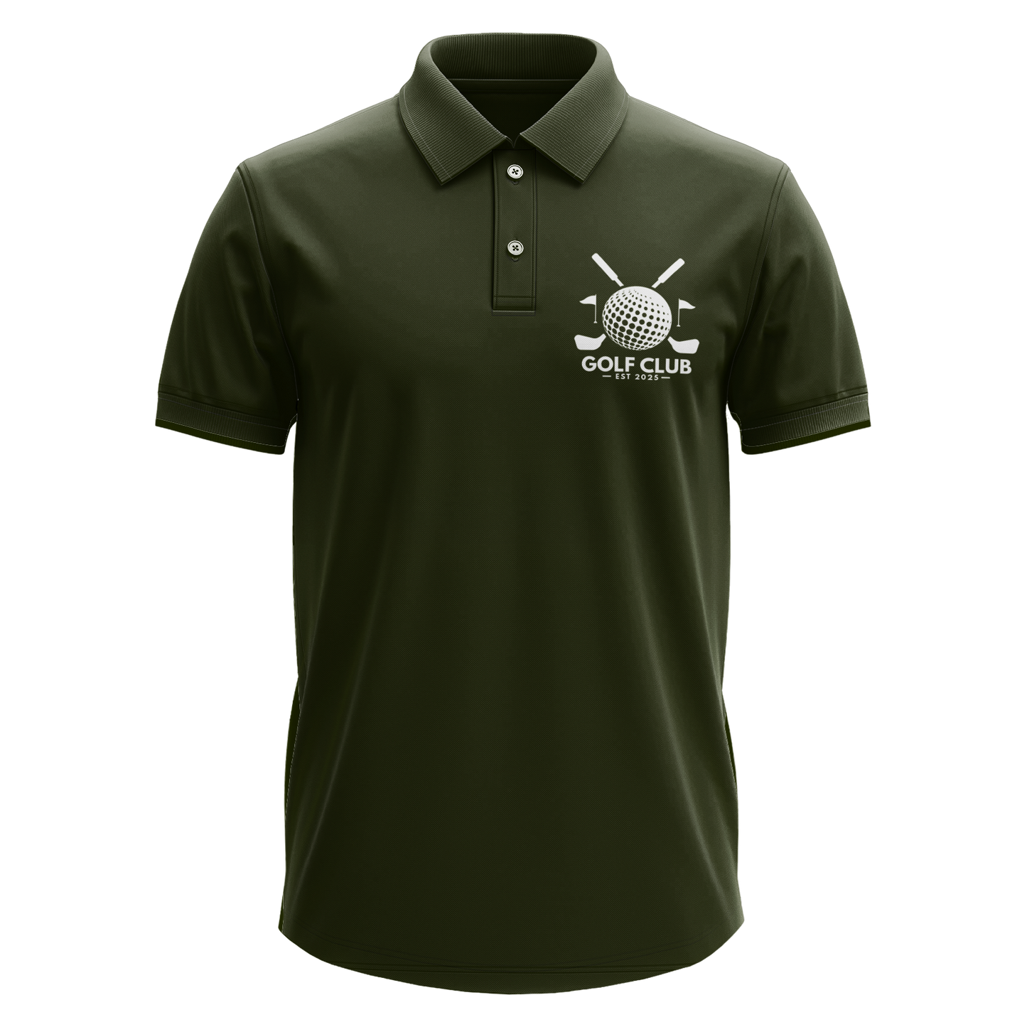 Drifit Polo Shirt: Golf Club Est. 2025 Crossed Clubs pocket