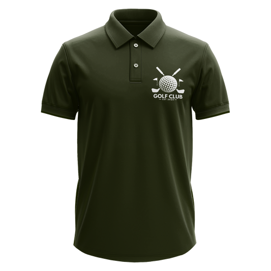 Drifit Polo Shirt: Golf Club Est. 2025 Crossed Clubs pocket