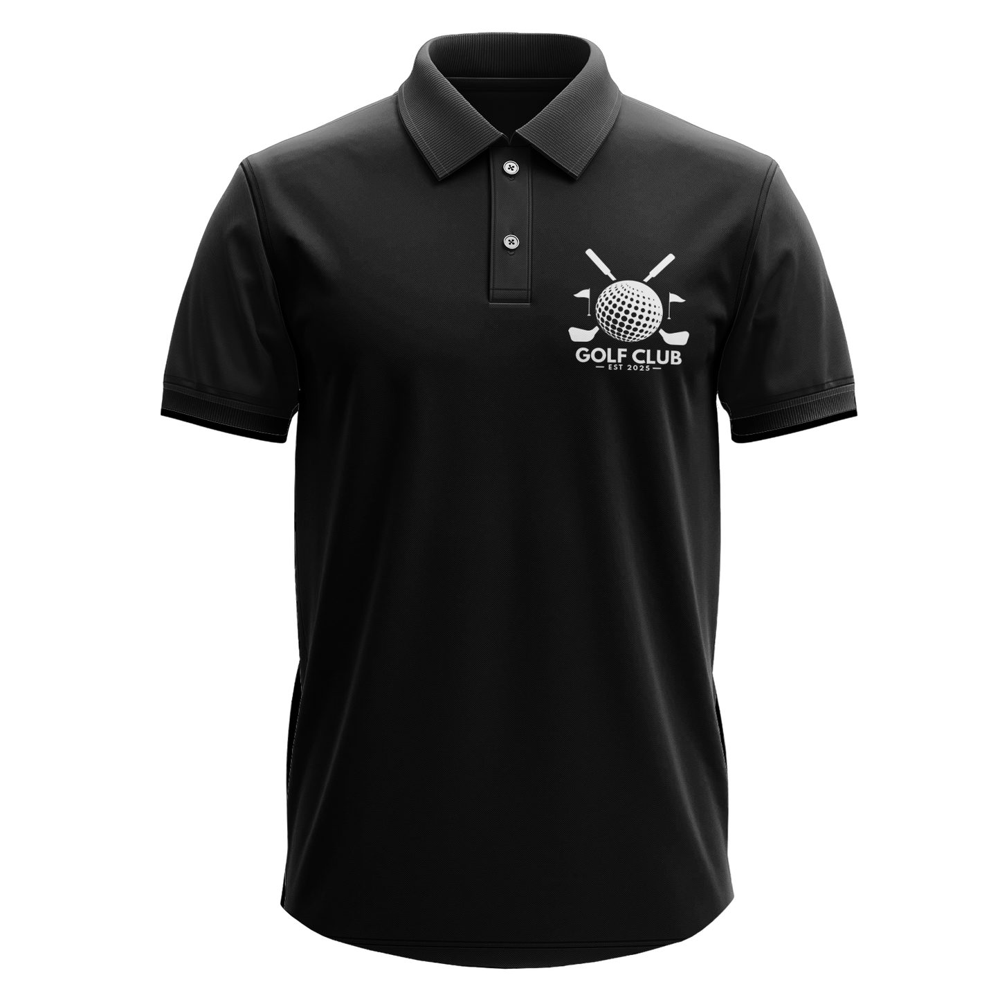 Drifit Polo Shirt: Golf Club Est. 2025 Crossed Clubs pocket