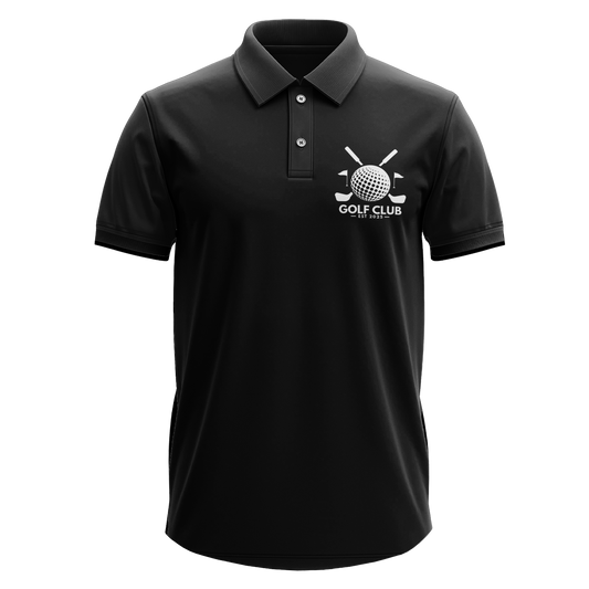 Drifit Polo Shirt: Golf Club Est. 2025 Crossed Clubs pocket