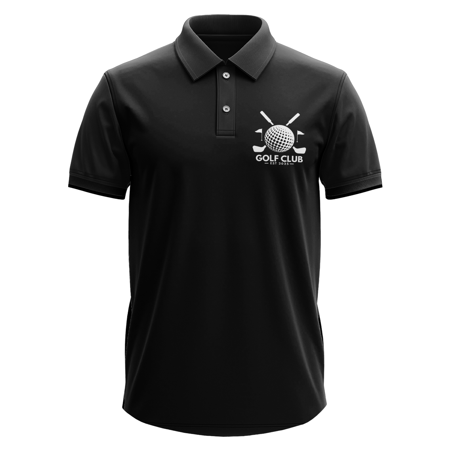 Drifit Polo Shirt: Golf Club Est. 2025 Crossed Clubs pocket