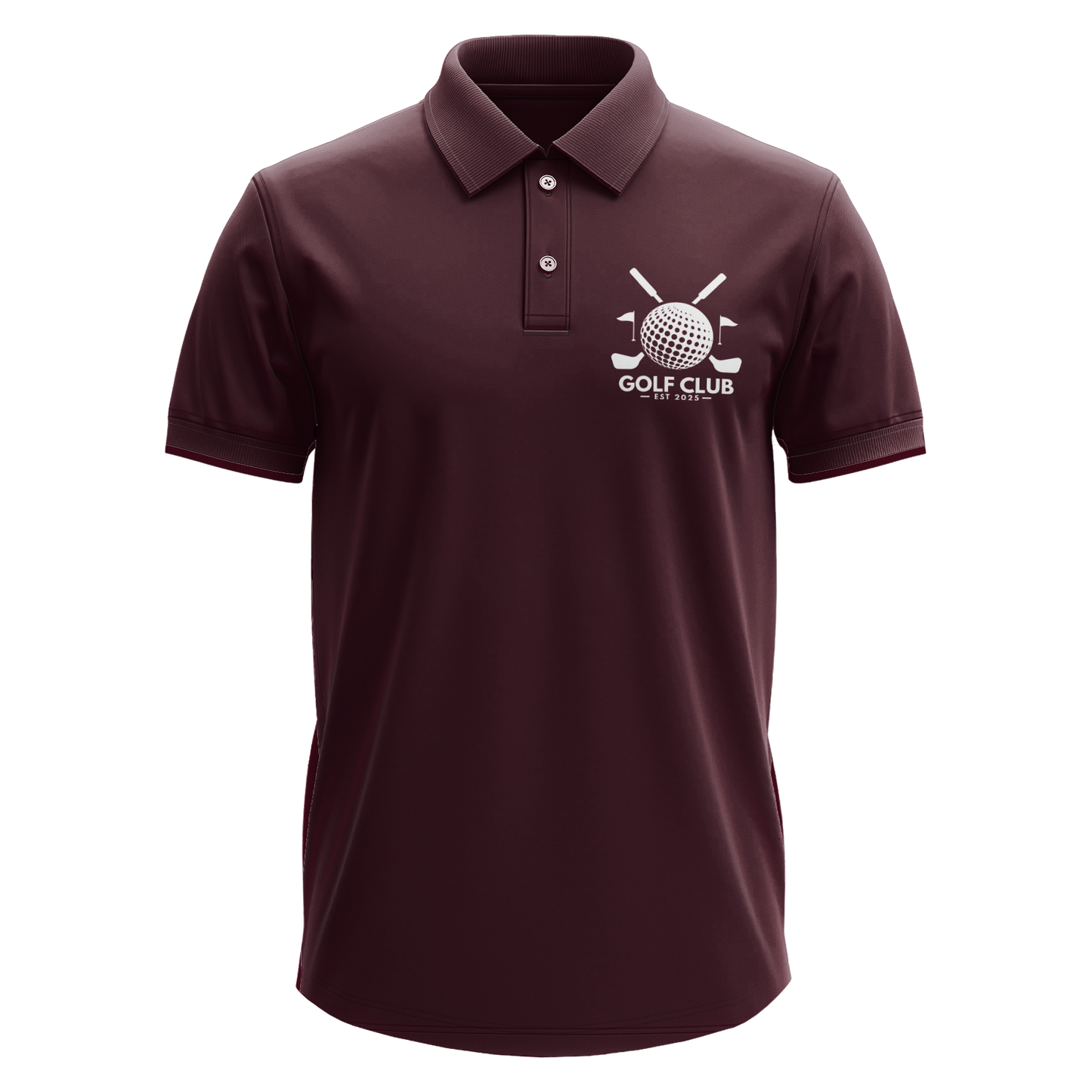 Drifit Polo Shirt: Golf Club Est. 2025 Crossed Clubs pocket