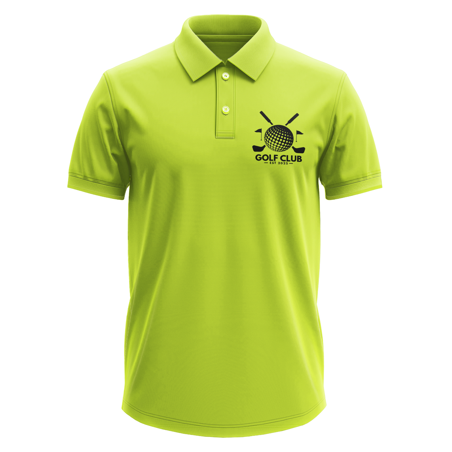 Drifit Polo Shirt: Golf Club Est. 2025 Crossed Clubs pocket