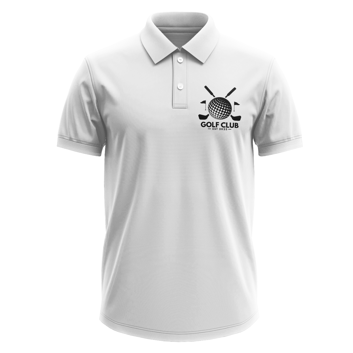 Drifit Polo Shirt: Golf Club Est. 2025 Crossed Clubs pocket