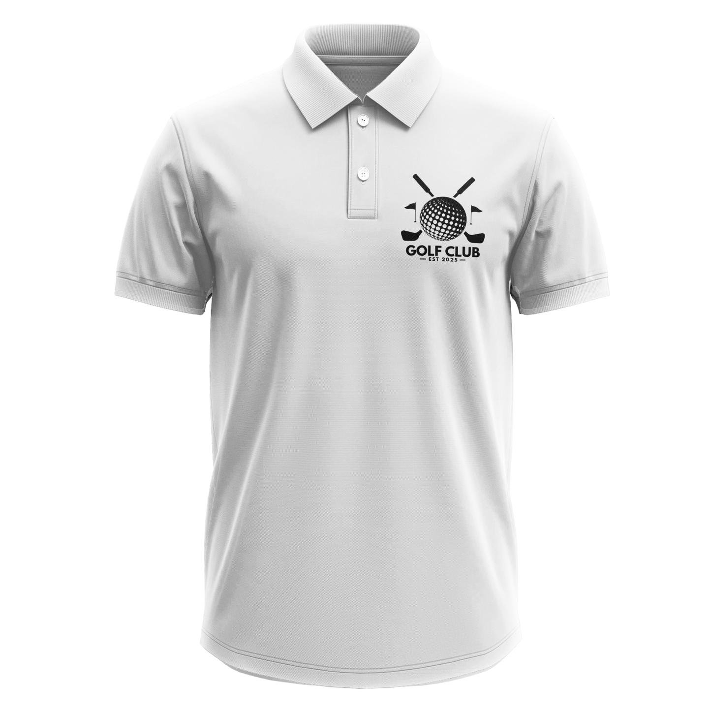 Drifit Polo Shirt: Golf Club Est. 2025 Crossed Clubs pocket