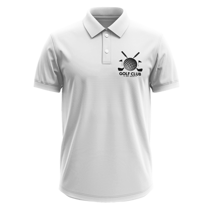 Drifit Polo Shirt: Golf Club Est. 2025 Crossed Clubs pocket
