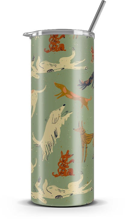 20oz. Slim Tumbler: Green Dog Park
