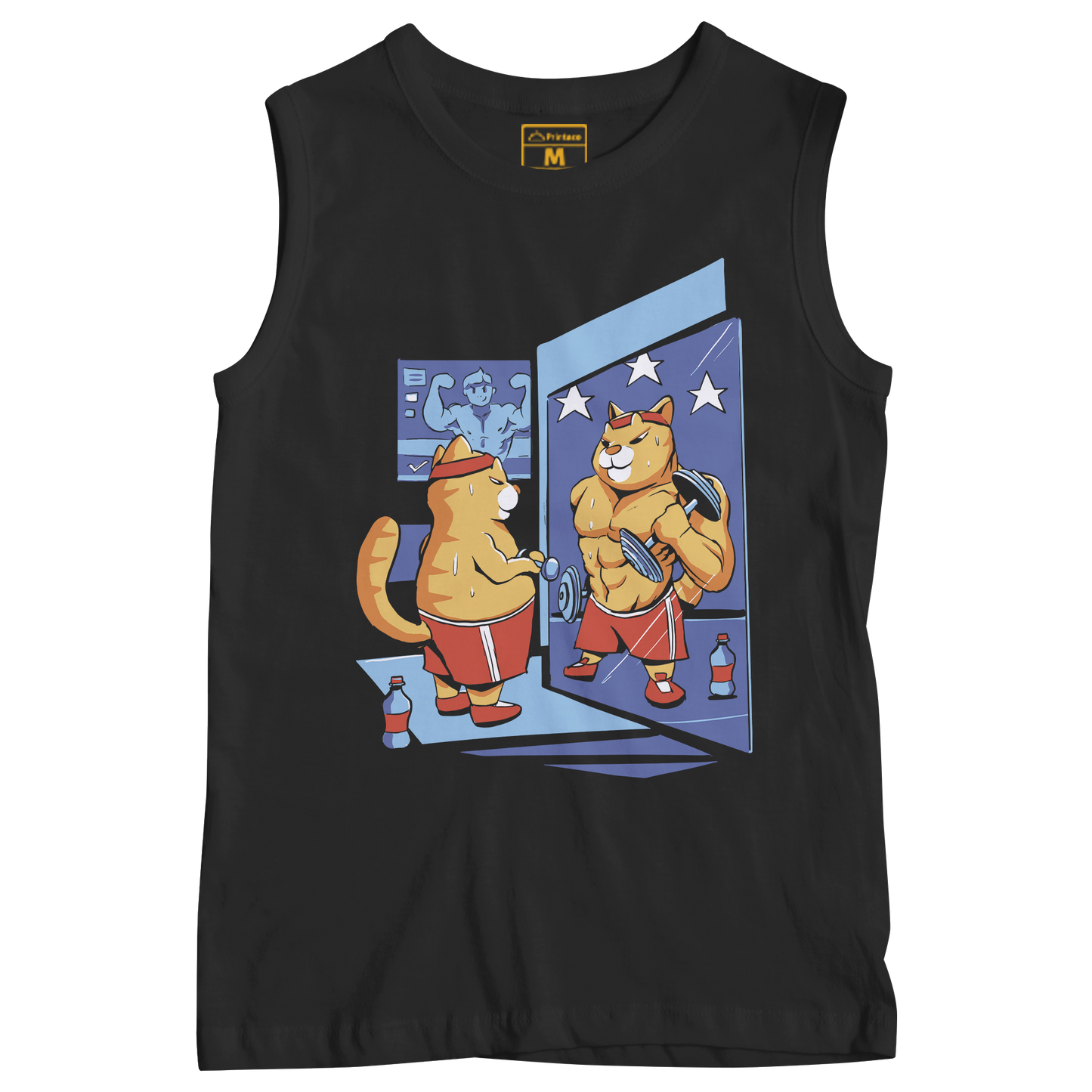 Sleeveless Drifit Shirt: Gym Cat