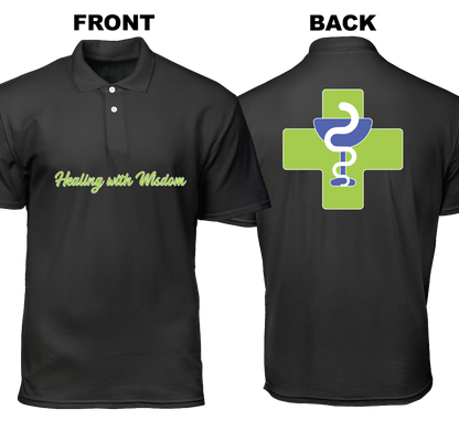 Cotton Polo Shirt: Healing with Wisdom (Front and Back)