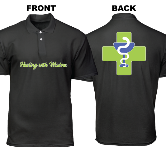 Cotton Polo Shirt: Healing with Wisdom (Front and Back)