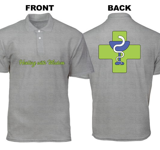 Cotton Polo Shirt: Healing with Wisdom (Front and Back)