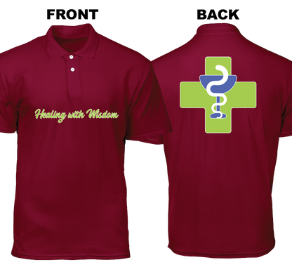 Cotton Polo Shirt: Healing with Wisdom (Front and Back)
