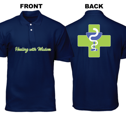 Cotton Polo Shirt: Healing with Wisdom (Front and Back)