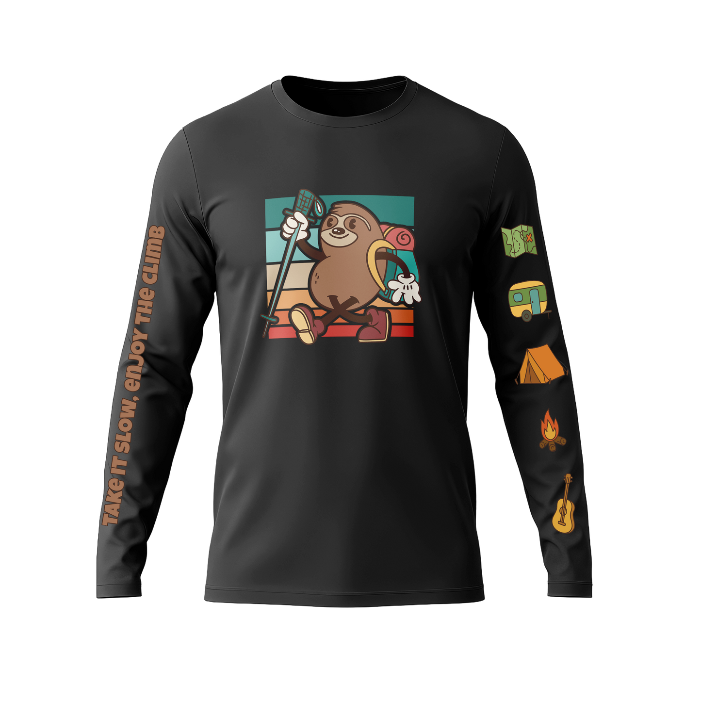 Long Sleeve Drifit Shirt: Hiking Sloth