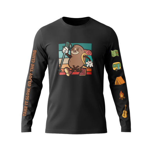 Long Sleeve Drifit Shirt: Hiking Sloth