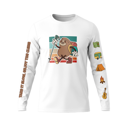 Long Sleeve Drifit Shirt: Hiking Sloth
