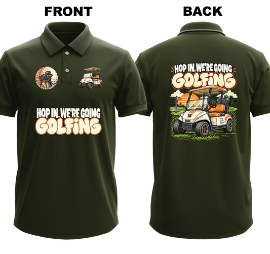 Drifit Polo Shirt: Hop In (Front & Back)