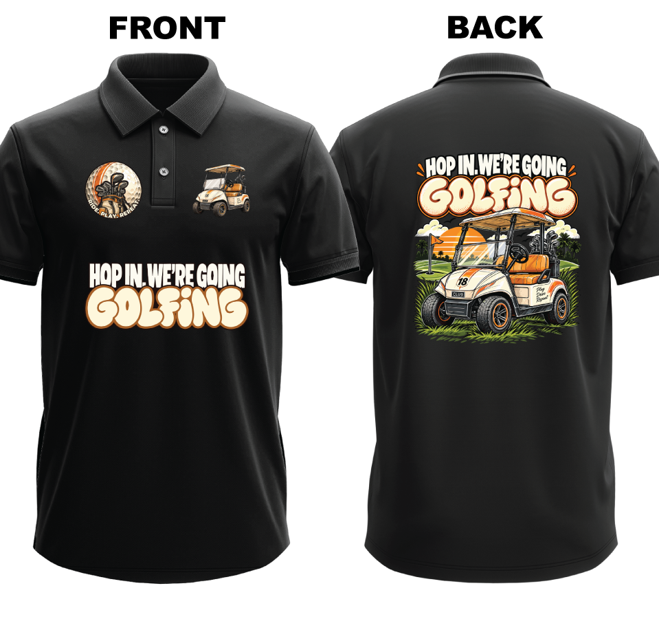 Drifit Polo Shirt: Hop In (Front & Back)